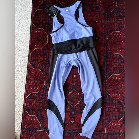 Puma Pants - NWT Puma Drycell Purple and Black Leggings and Bra top size small